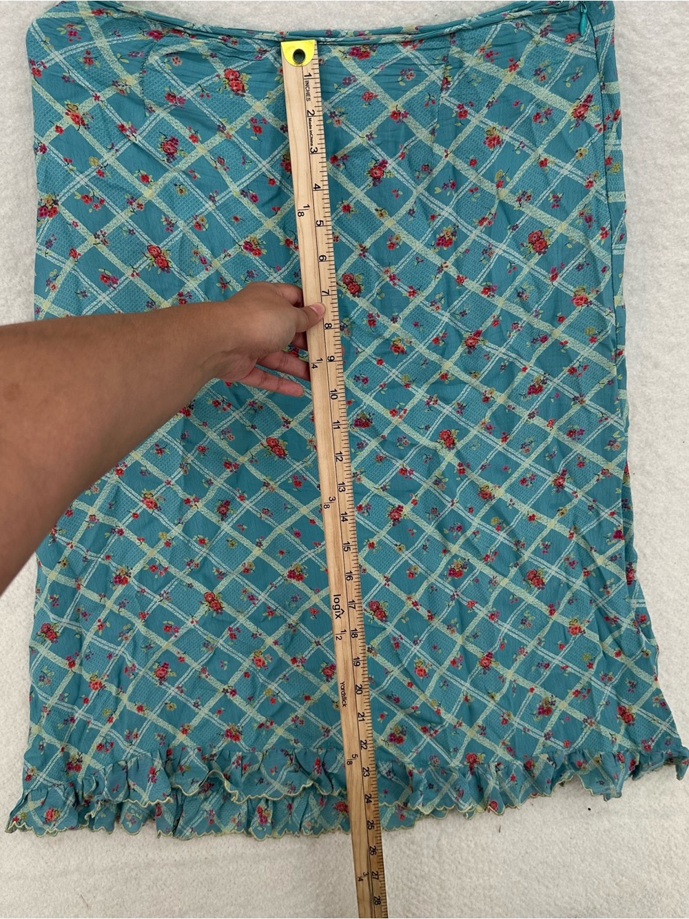 Teal Cottagecore Y2K Free People Floral Midi Skirt - Picture 5 of 8